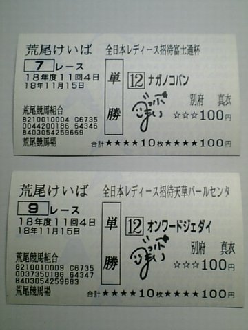 サイン入り単勝馬券